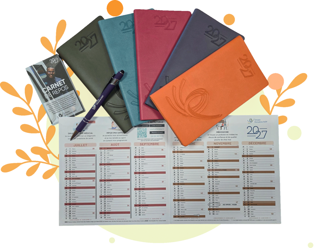 Les agendas, calendriers, carnets de repos et stylos mutualistes pour 2027 sont disponibles !